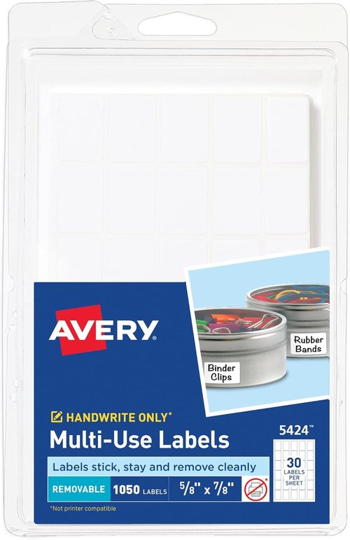 Avery Removable Labels - Multi-Use, 5/8" x 7/8", White, 1,050 Blank Labels Total (5424)
