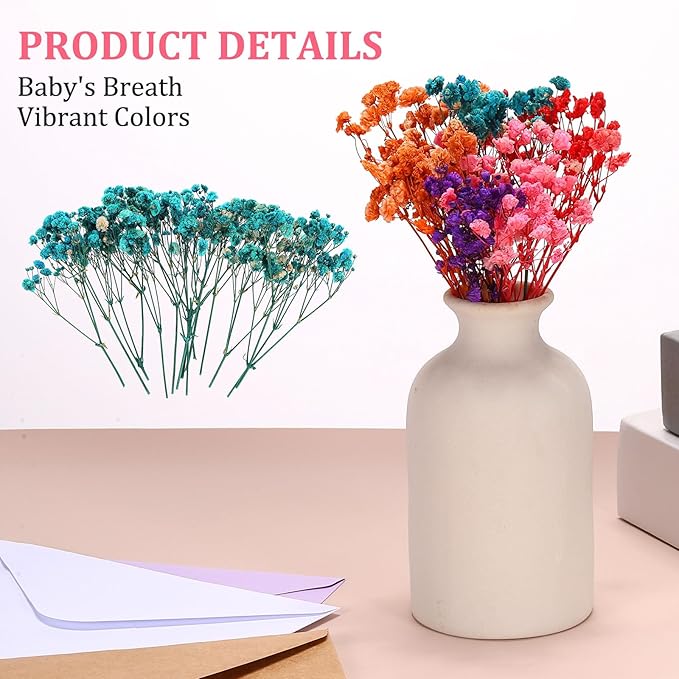 PATIKIL Mini Dried Gypsophila Flower Kit, 30Pcs 4 Inch Mist Blue Natural Pressed Floral Bundles with Tweezer for DIY Resin Crafts Gift Wedding Christmas Card Decor Flower Bouquets