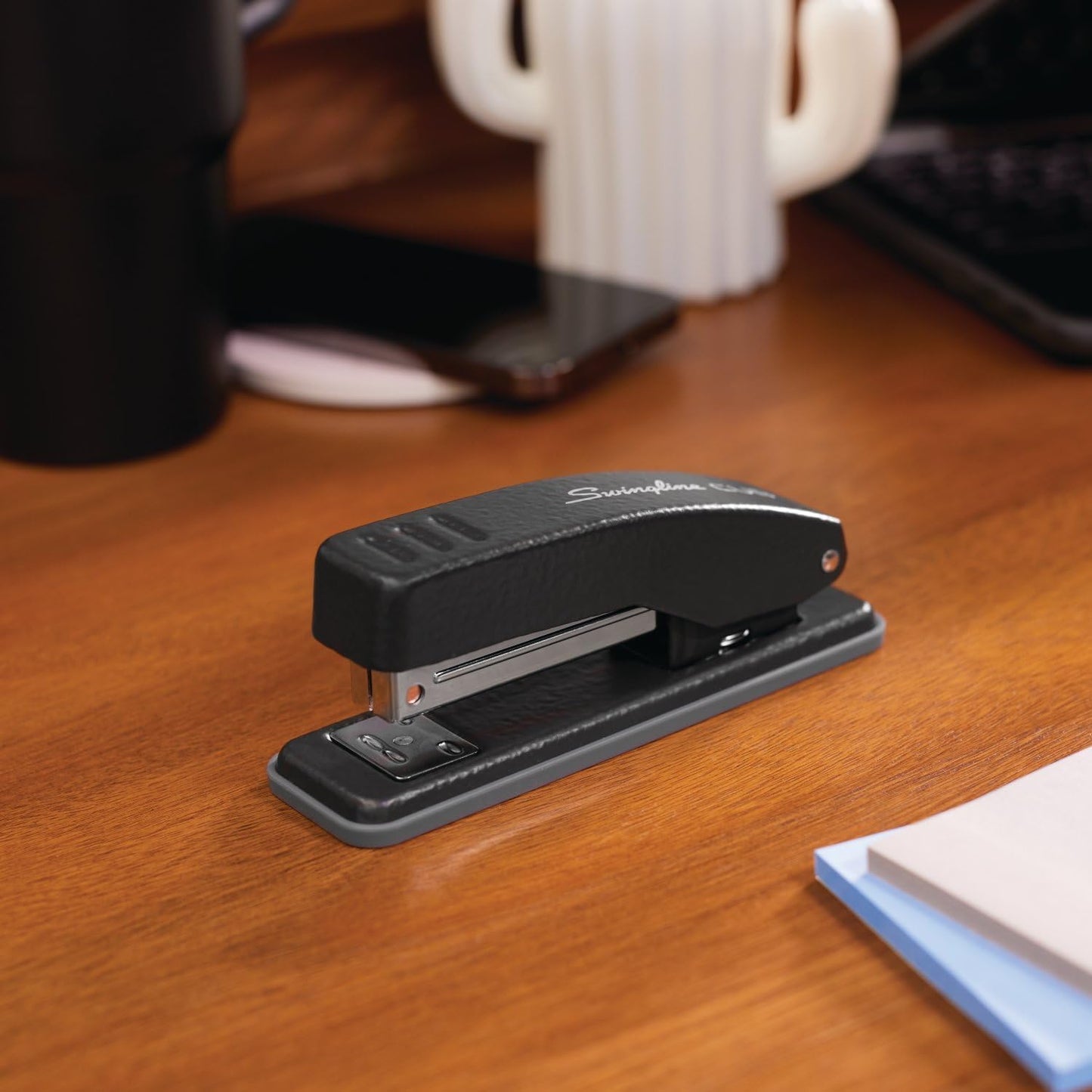 Swingline Cub Compact Desktop Stapler - 20 Sheet Capacity, Metal, Matte Black Finish