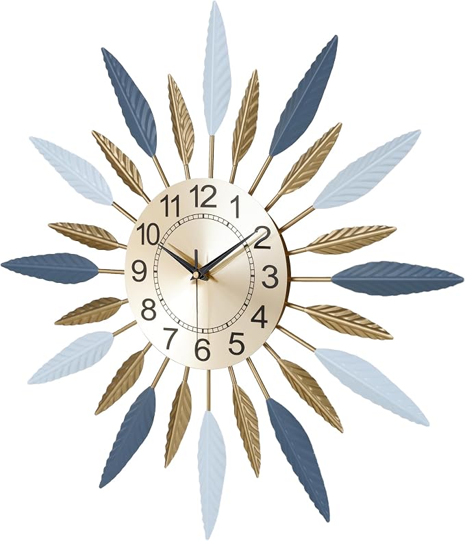 Lafocuse 23 Inch Silent Large Wall Clock for Living Room Décor, Decorative Mid Century Wall Clock, Sunburst Starburst Wall Clocks Battery Operated, Modern Art Deco