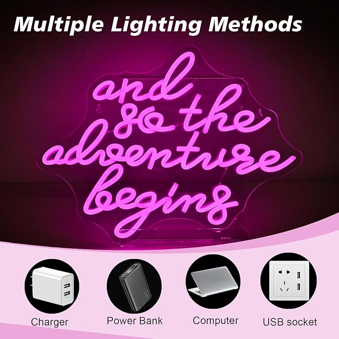 And So the Adventure Begins Neon Sign for Wall Decor Camper Signs Campervan Light Grad Gift Wanderlust Wall Art Home Neon Light And so The Adventure Begins Decor