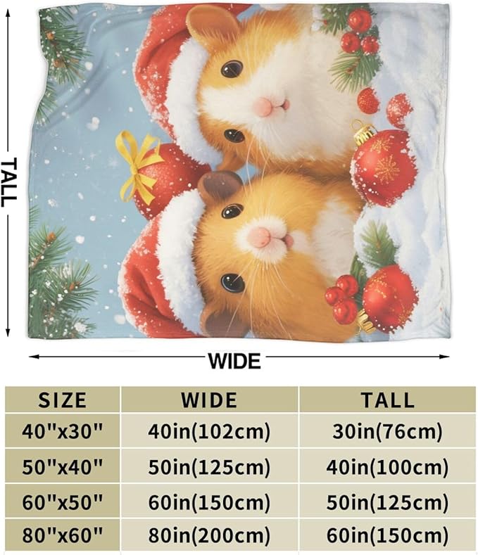 Guinea Pig Blanket Cute Christmas Guinea Pig Throw Blanket Soft Cozy Fleece Fuzzy Stuffed Plush Flannel Gifts for Girls Women Boys Kids Adults 50"X60"