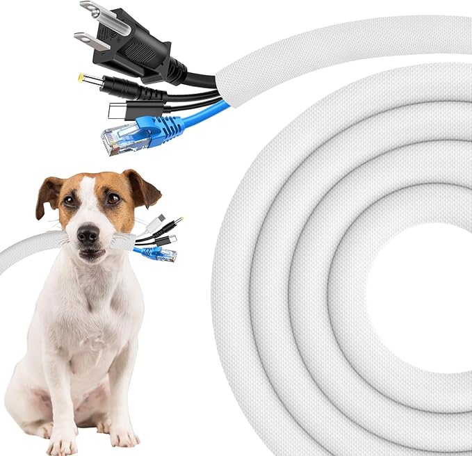 Secbolt Cord Protectors from Pets No Chew, 25ft - 1/2 inch Ultra Durable Cord Covers for Pets, Bite-Resistant Cable and Wire Protector for Cats, Dogs, Rabbits - White