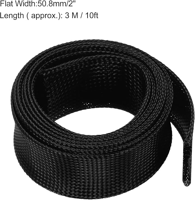 uxcell Expandable Sleeving, 2-inch 10ft Cable Sleeve, Black