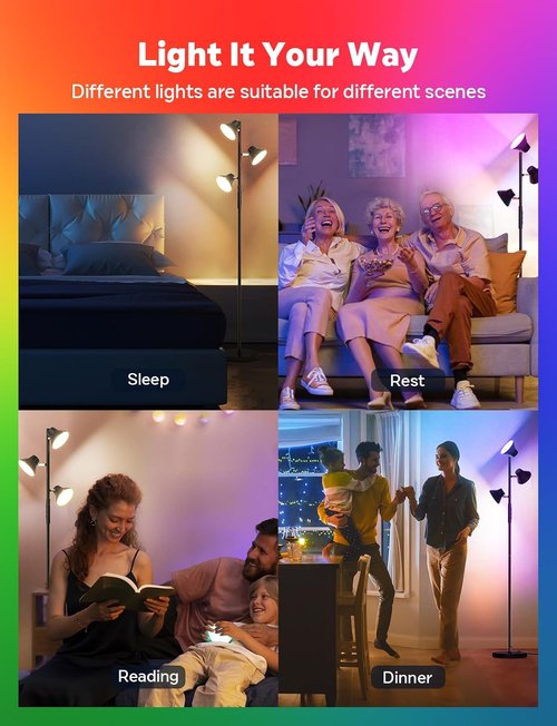 SIBRILLE RGB Floor Lamp - 36W Color Changing LED with Remote & Touch Control | Modern Dimmable Design for Living Room & Bedroom