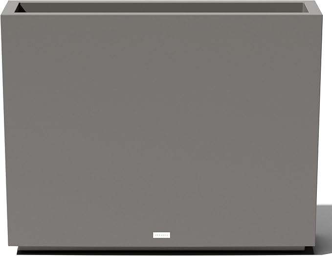 Veradek Block Series Span Plastic Planter - Tall Rectangular Planter for Indoor or Outdoor Patio/Porch, Gray, 30" in Height, 10" in Width, 38" in Length