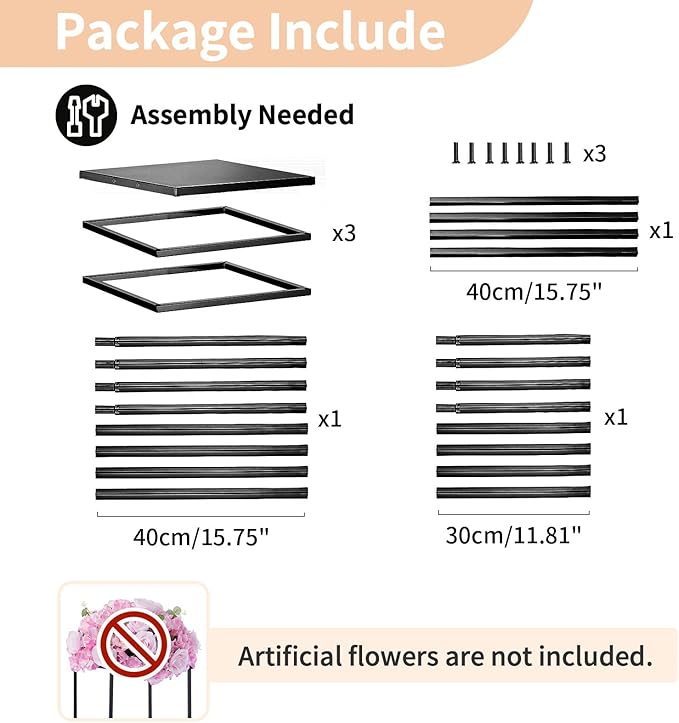 Nuptio Black Vase Plant Stand - 3 Pcs Tall Flower Vases for Wedding Birthday Party Centrepieces - Metal Column Display Table Rack Indoor Corner Flower Stand for Living Room Decor(15.7/23.6/31.5in)
