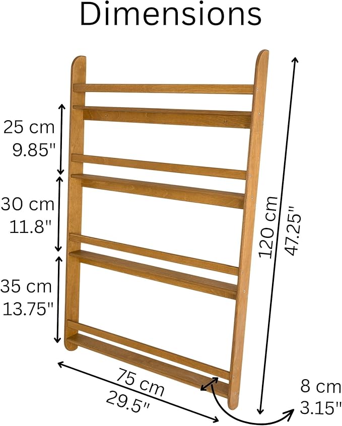 Montessori Wall-Mounted Bookshelf for Toddlers Toy Storage Shelf Organizer for Playroom and Classroom Floor Bookshelves for Kids Room (Oak, XL, 4)