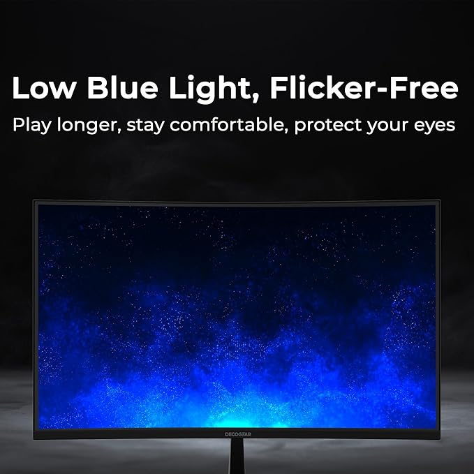 Deco Gear 27” 240Hz Curved Gaming Monitor, 1500R VA, FHD 1080p, HDR, 99% sRGB, Premium Adaptive-Sync, 5ms OD, HDMI & DisplayPort, FPS/RTS Modes, PC & Console Compatible, American Seller