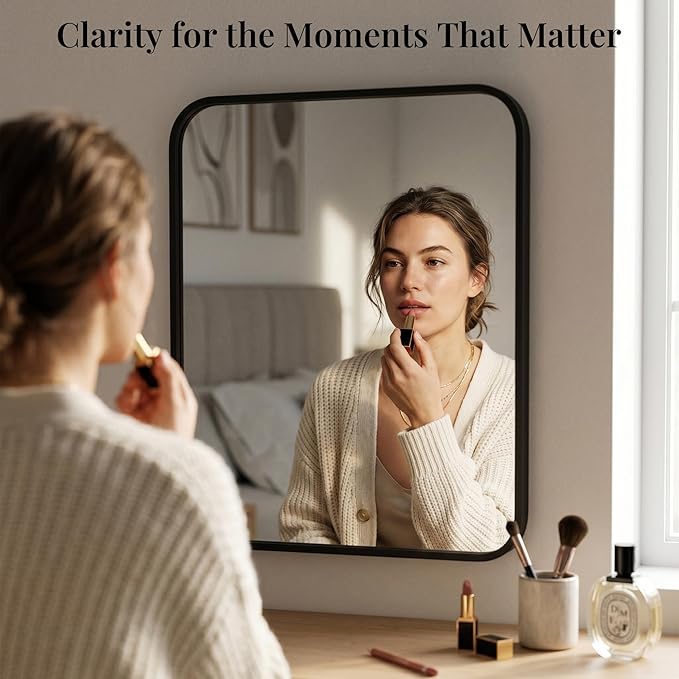2-Pack 24x30 Inch Matte Black Bathroom Vanity Mirrors | Flush Mount Deep Set Metal Wall Mirror for Over Sink | HD Shatterproof Glass, Rustproof
