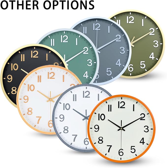 Wall Clock 10 Inch Silent Non-Ticking Modern Clocks Battery Operated Beige OrangeAnalog Wall Clock Classic for Office, Home, Bathroom, Kitchen, Bedroom, School, Living Room(Beige and Orange)