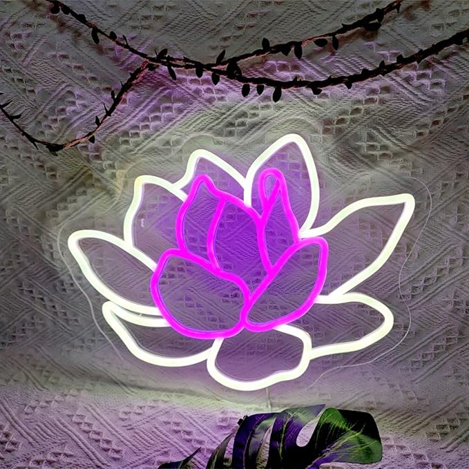 Neon Sign Lotus Flower Neon Sign for Wall Decor,Led Signs,Decoration Neon Lights for School Class Party Family Wall Decor Custom Cute Neon Signs Gift Birthday Wedding Party Size:40 * 29cm