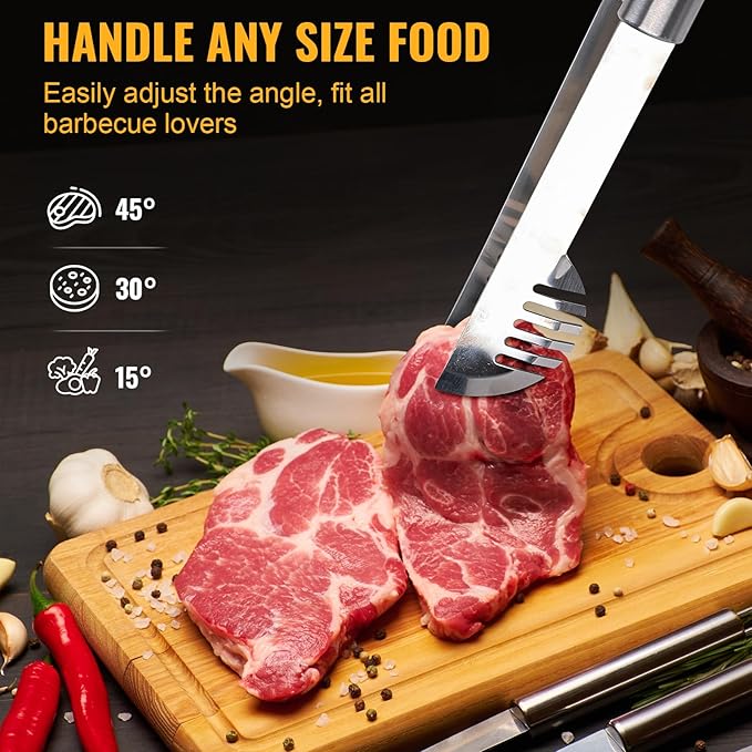 BBQ Grilling Accessories, 16-Inch Stainless Steel BBQ Grill Tools Set for Men, Heavy Duty Grilling Accessories Kit for Camping, Kitchen, Extra Thick Barbecue Utensil