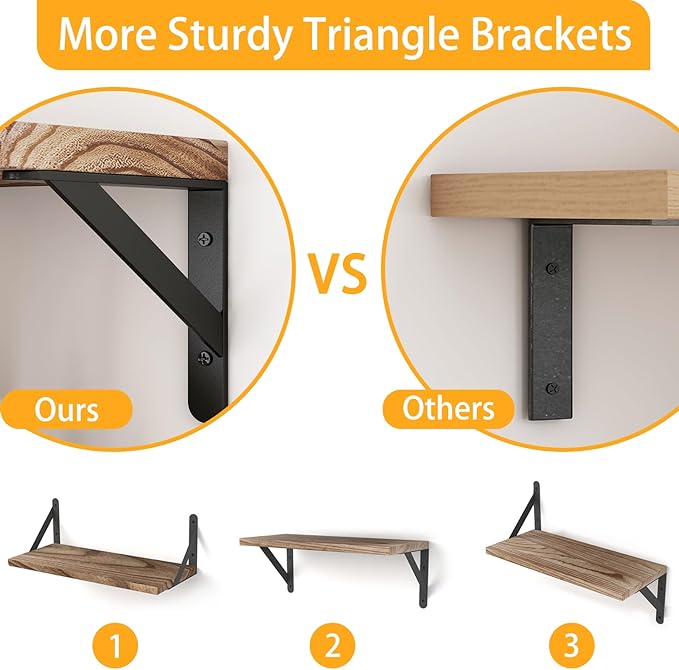YGEOMER Floating Shelves for Wall Mounted Wall Shelves for Bedroom, Bathroom Storage, Living Room and Kitchen Farmhouse Decor(4 Different Sizes)