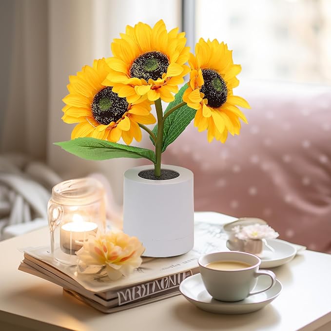 WSYEAR Sunflower Gifts for Women-Sunflowers Flower Lamp Night Light for Bedroom Decor,Christmas Birthday Gifts for Her Mom Wife Friends Girlfriend Teacher Grandma