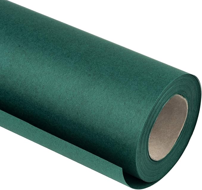 RUSPEPA 30"x 393"(32.8') Dark Green Kraft Wrapping Paper Large Jumbo Roll, Recyclable Green Art Gift Wrap Paper for Christmas Gift Wrapping, Table Covering, Art & Craft Supplies, Bouquet Flower, 80GSM