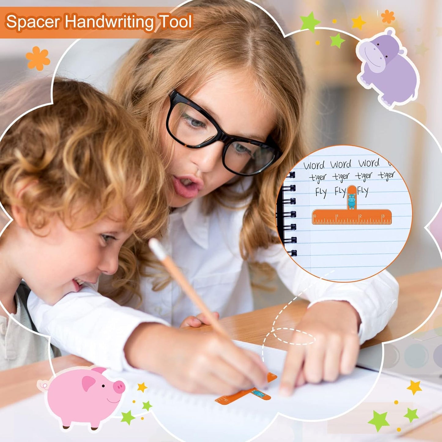 Sureio One Finger Spacer Handwriting Tool - 20 Pack Colorful Dyslexia Writing Aids | 10 Cute Colors