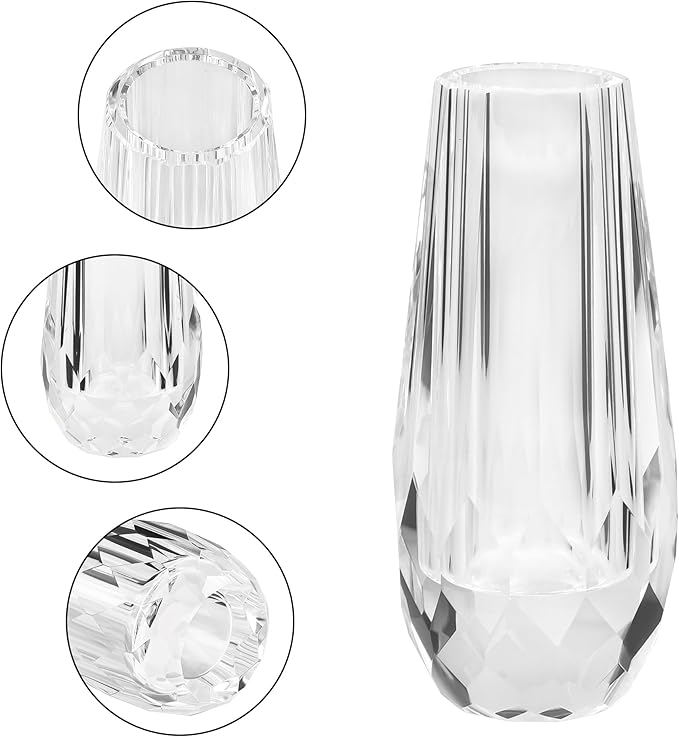 Kitcom Flower/Bud Crystal Vase Decorative Vases for Home or Wedding, Outline Dimensions W3.1''xH7'', Clear with Gift Box