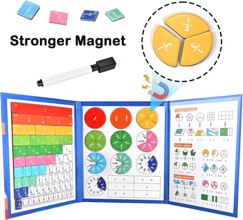 Magnetic Fraction Demonstration Book by [Brand Name] - Hands-On Fraction Tiles & Circles for Kids | Visual Math Learning Set