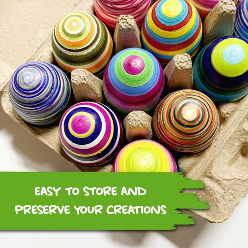 Eggmazing Egg Decorator - Authentic Wooden Eggs for Easter Crafts | Matte White, 12 Pack, Ages 3+