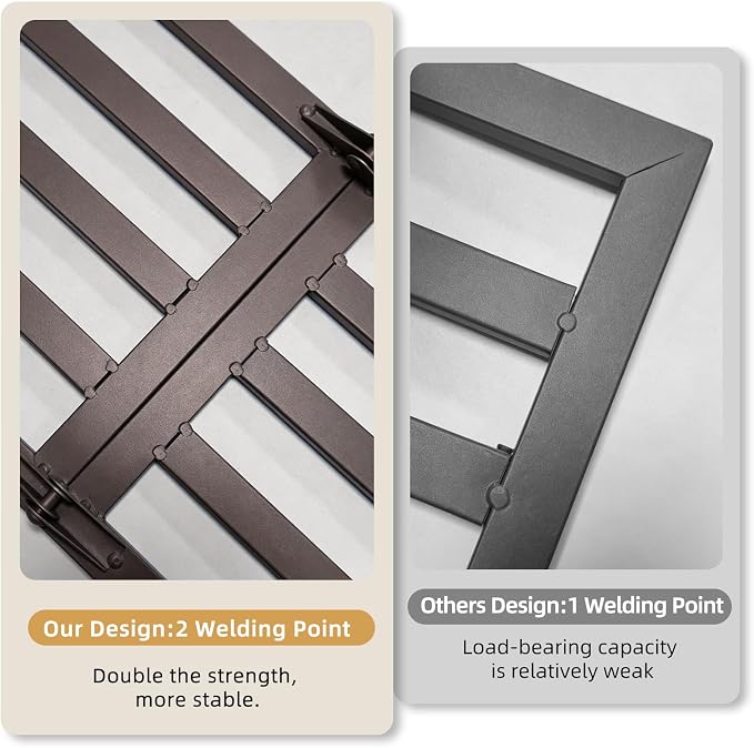 Plant Stand Indoor Outdoor, Foldable Metal Plant Shelf for Multiple Pots, Mid Century Slatted Bench for Patio Garden, Heavy Duty Capacity 330 lbs 2 Pack Coffee