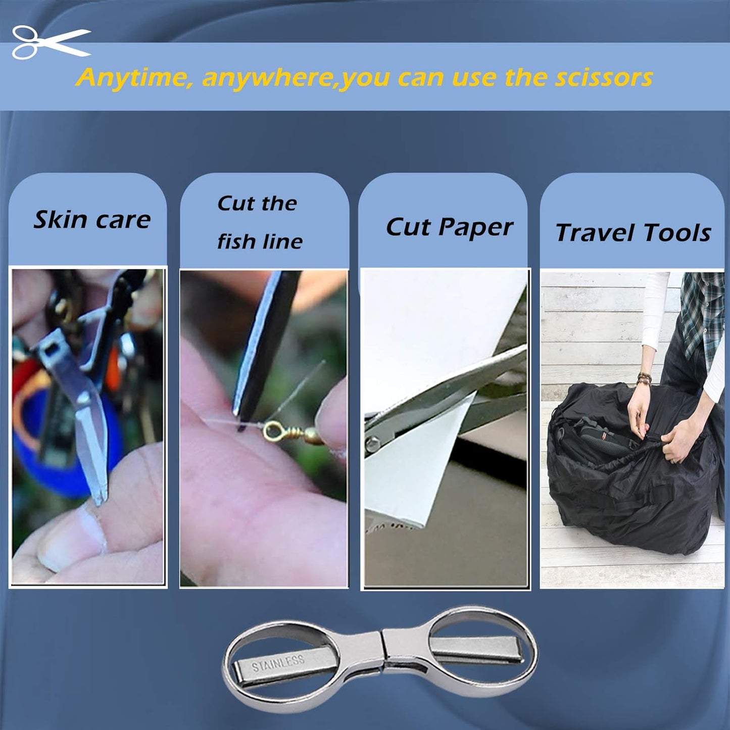 Skiennix Folding Scissors - Portable Stainless Steel Telescopic Cutter | Compact for Home & Travel