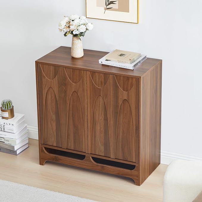Bifins Sideboard Buffet Cabinet with Storage Set of 2, 63” Mid Century Modern Storage Cabinet with Adjustable Shelf and 4 Doors for Dining Room, Living Room,Entry