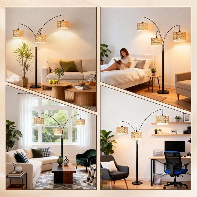 Floor Lamp with Shelves, Flower Floor Lamp for Living Room, Flower Standing Lamp with 3 Bulbs, Unique Corner Lamp with 3 Color Temperature, Foot Switch, Floral Tall Lamp for Bedroom Kids Home