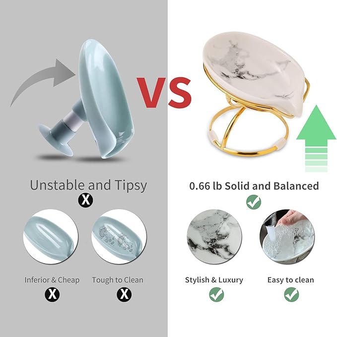 Dobbyby Leaf-Shaped Ceramic Soap Dish with Drain, Holder, Saver, Tray, Bar Soap Holder, Easy Cleaning, for Shower Bathroom Kitchen Sink Bathtub, Pro-Environment White
