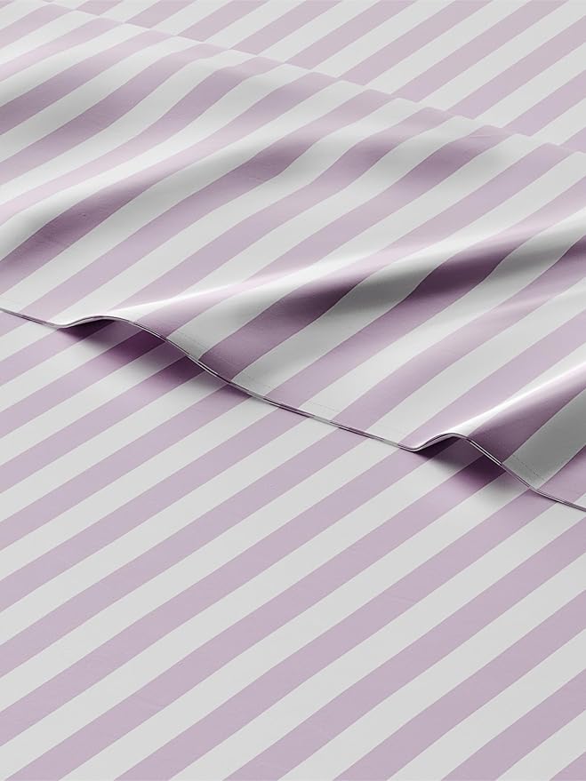 Kids Pink Pinstripes Full 4 Piece Sheet Set - Boys, Girls, Teens, Toddler - Easy Fit Deep Pockets - Breathable, Hotel Quality Sheets - Machine Washable - Wrinkle Free - Cute, Cozy, Soft - CGK Linens