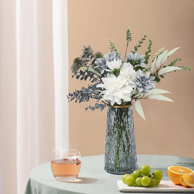 Leftover Fake Flowers in Vase,Faux Flowers in Vase,Table Centerpieces for Dining Room,Flower Centerpieces for Tables,Artificial Flowers,Kitchen Decor,Coffee Table Decor