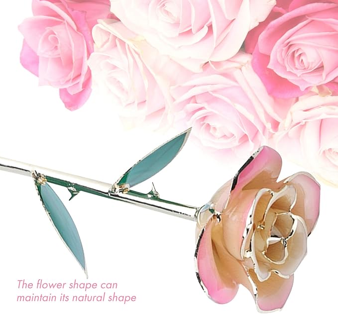 Fafeicy 24K Gold Rose Eternal Flower Preserved in Crystal Resin with Stand for Home Office Lasting Decor