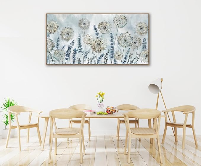 VEAEE Farmhouse Canvas Wall Art - Flowers Dandelion Wall Pictures,Living Room Decor,Nature Artwork Prints Abstract Grass Paintings for Bedroom Home Office Decoration 24"x48"