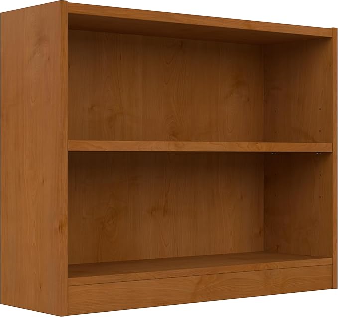 Bush Furniture Universal Small 2 Shelf Bookcase in Natural Cherry, Low Storage and Display Bookshelf for Home Office or Living Room Organization