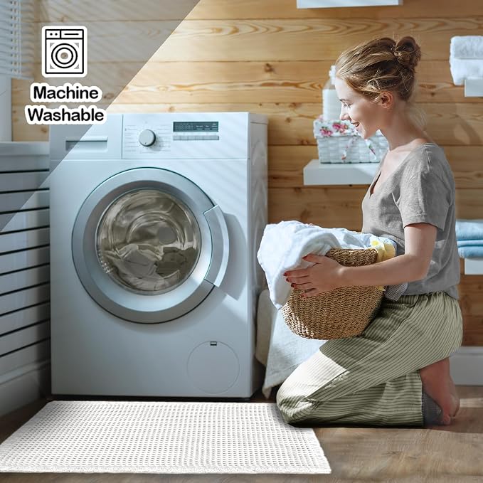 ZALL Waffle Bath Mat White Super Absorbent Non Slip Bathroom Rug 24x36inch,Machine Washable Ultra Soft Floor Mats