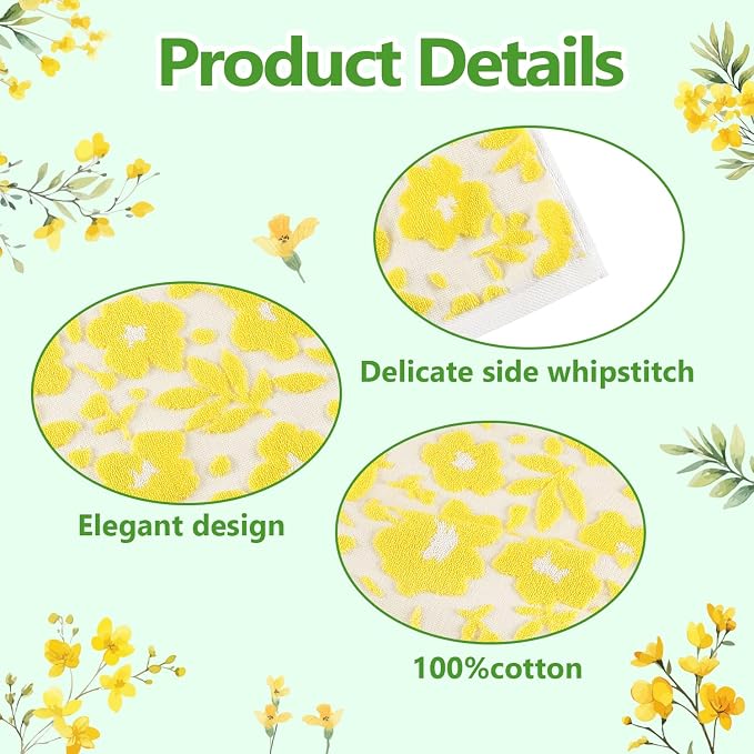 Quera 2 Pack Hand Towels Spring Summer Yellow Flower Sunflower Farmhouse Cotton Bathroom Decorative Towels Set for Drying, Cleaning, Cooking, Holiday 13.7'' x 29.5''