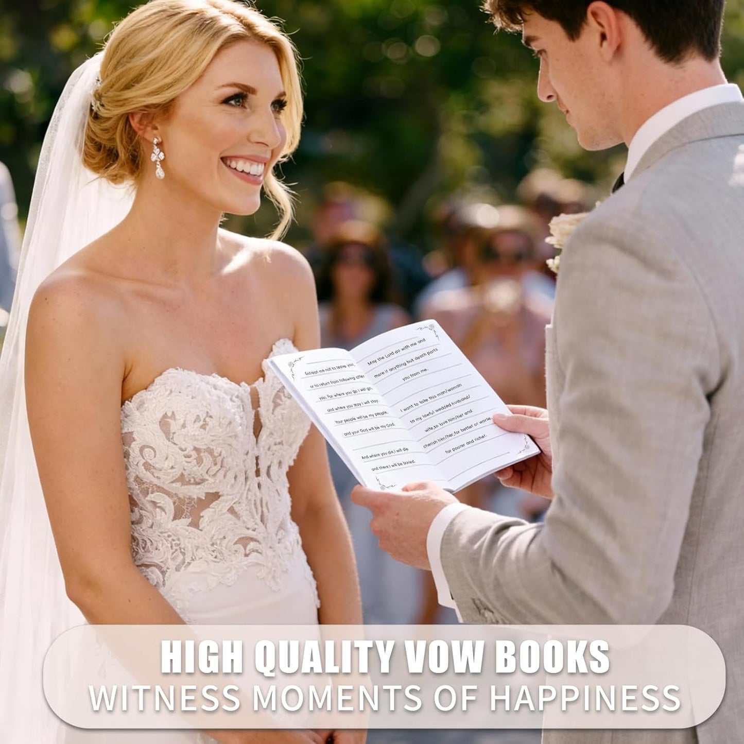 Skiennix Wedding Vow Books - Soft Touch with Gold Foil | 28 Lined Pages in Ivory & Black