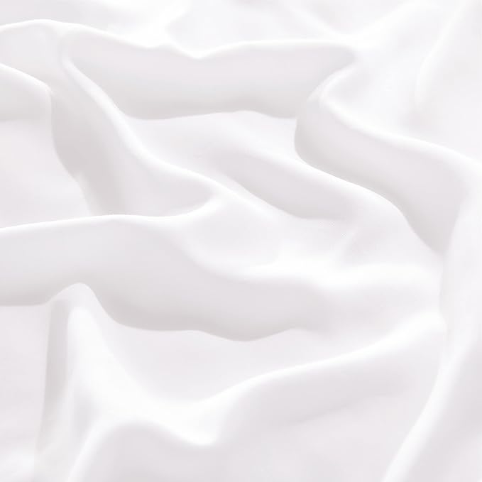 Bedsure Full Size Bed Sheets, Cooling Sheets, Rayon Derived from Bamboo, Deep Pocket Up to 16", Breathable & Soft, Hotel Luxury Silky Bedding for Hot Sleepers, White