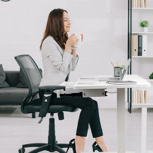 CLATINA Mobile Laptop Standing Desk - Height Adjustable Teacher Podium with Lockable Wheels | White