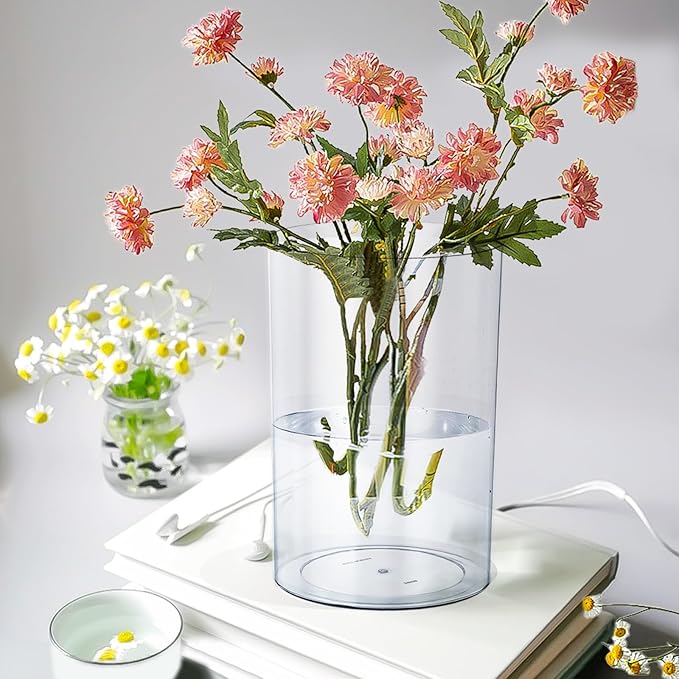 Acrylic Vase for Centerpieces, 7.9" x11.8" Clear Wide Mouth Flower Vase Cylinder Vases Round Plastic Vases for Home, Wedding Party, Decor, Flowers