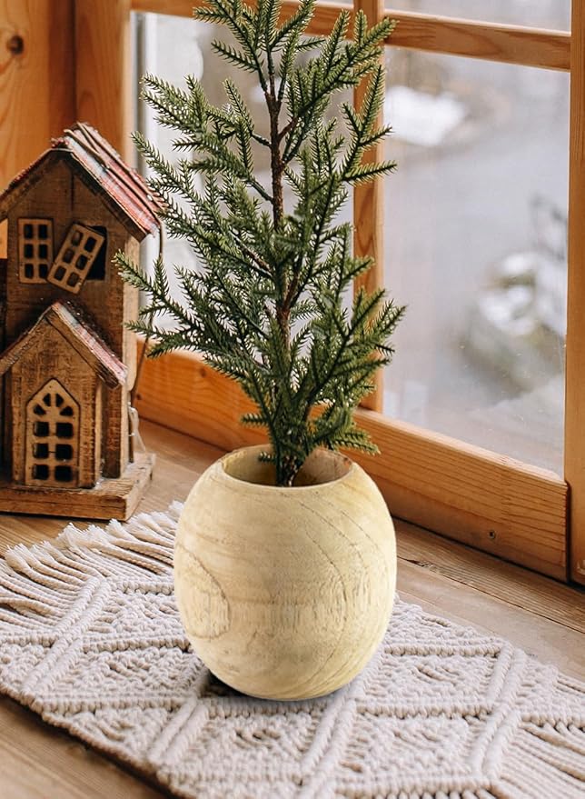 Serene Spaces Living Teak Essence Vase - Handcrafted Natural Wood Vase, Perfect for Artificial, Dried, and Fresh Flowers, Unique Rustic Decor Piece for Home or Office, Gift Idea (Small - Pack of 1)