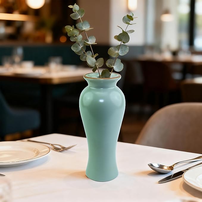 8-inch ice Cracked Glazed Ceramic vase, Modern Eastern Style Ceramic vase, Dining Table, Central Living Room Shelf Decoration (TQ04)