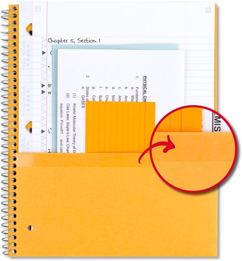Five Star Spiral Notebook - 5 Subject College Ruled, 200 Sheets, Water Resistant Cover, Fire Red | 8.5" x 11" (Pack of 2)