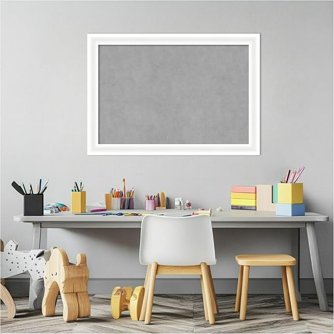 Amanti Art White Framed Magnetic Board 19x27 Medium Vision Board for use with Magnets, 100% Metal Sheet to Display Items as Office Decor or for Home Organization in mudroom, Kitchen or Kids Room