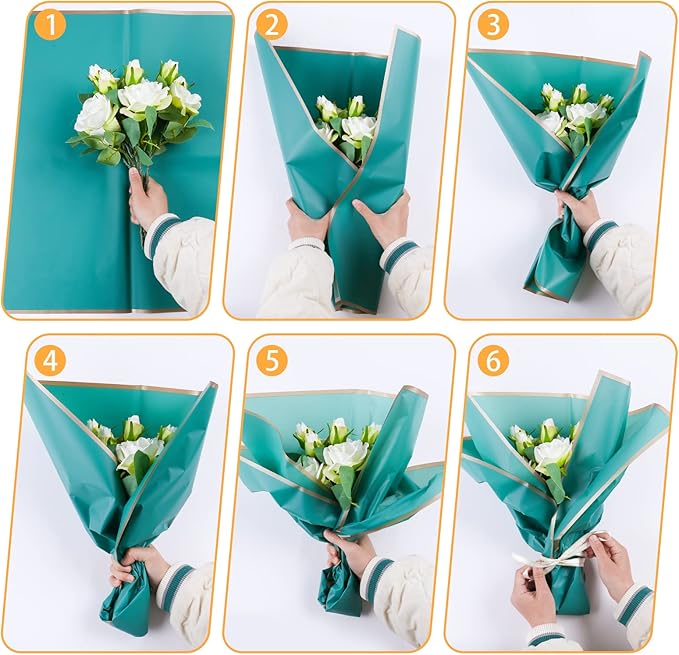 FUSHENMU 20 Sheets Flower Wrapping Paper Flower Bouquet Waterproof Florist Wrap Paper Bouquet Supplies for DIY Crafts Flower Wrapping Gift Packaging