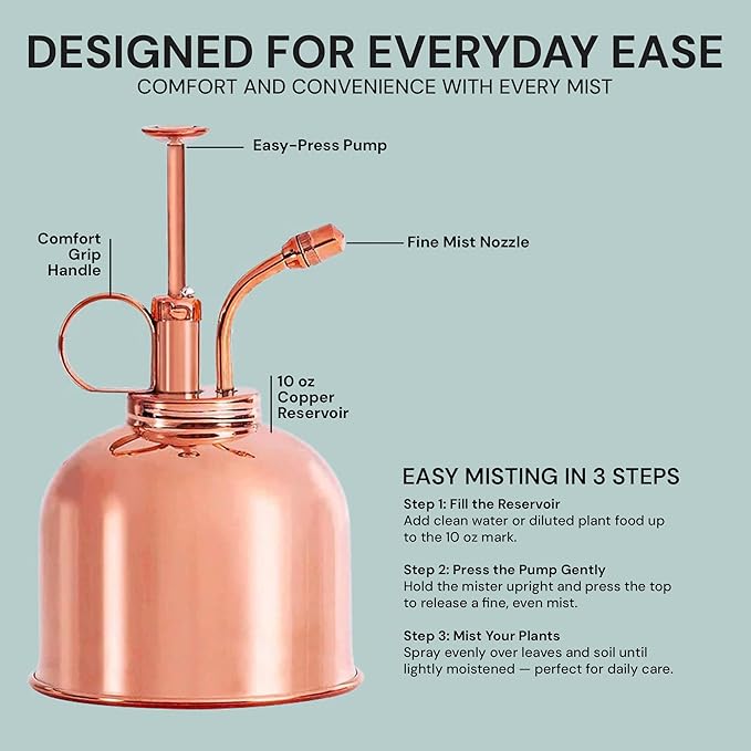 Watering Can Indoor Plants - Copper Plant Mister - Stylish and Rust Resistant Watering Cans for Healthy Hydration - Prevents Overwatering