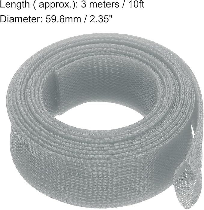 uxcell Expandable Sleeving,2 3/8-inch 10ft Cable Sleeve, Gray