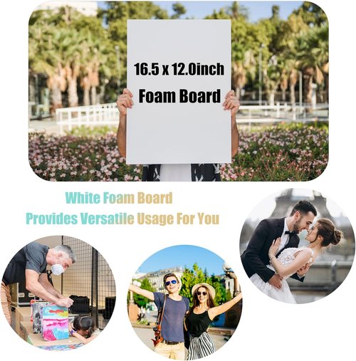EPHECH Foam Board - 30 Pack White 12" x 16.5" | 3/16" Thick Polystyrene Sheets for Art & Crafts