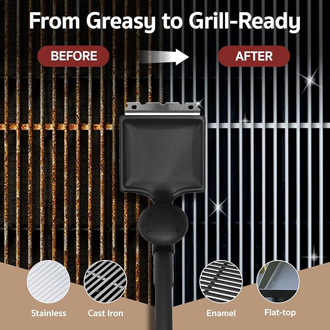 GASPRO Replaceable Cleaning Head for Steam Grill Brush, Bristle Free BBQ Grill Cleaning Pads with Heat-Activated Sponge, Safe for Most Grates, Replace & Reuse, Black