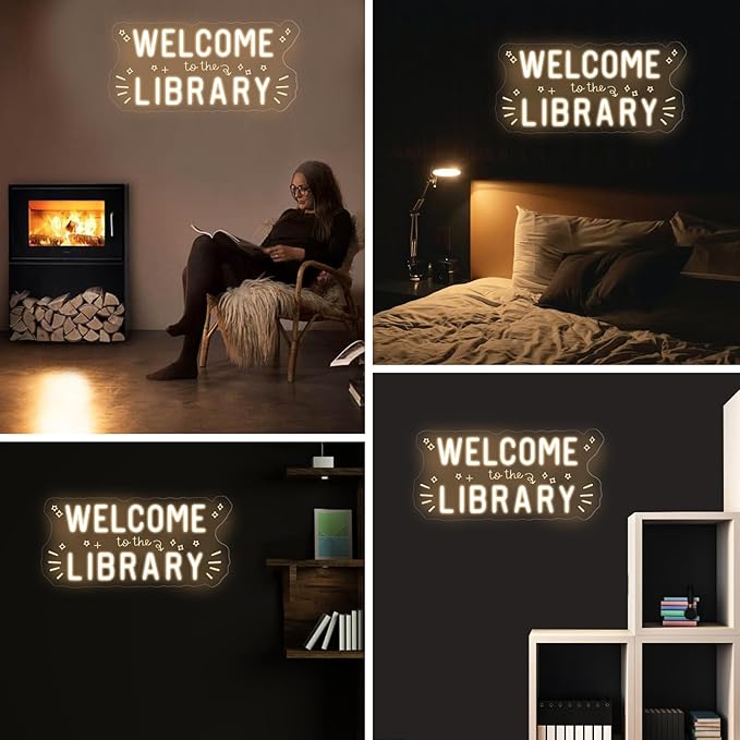 Welcome to the library neon sign, Classroom Door Hanger, teacher Christmas Gift, Bedroom neon sign, Classroom Decor, Reading Corner Decoration, Teacher Office Decor, Opening Season Theme Party Props